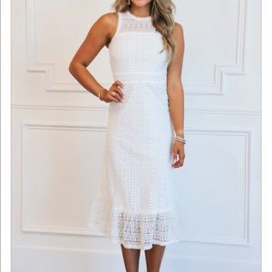 Bella & Bloom- White lace midi dress. XXS